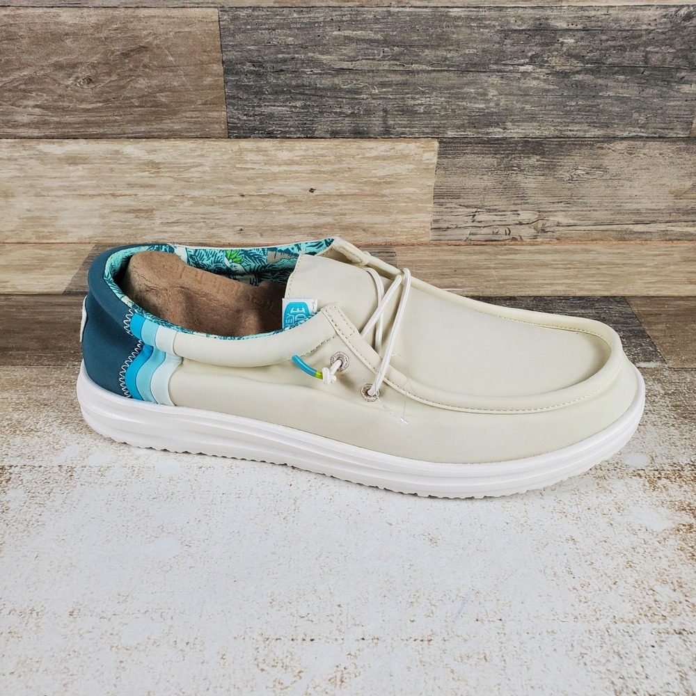Hey Dude Wally H2O Surf Mens Loafer Shoes Sz 9 Comfort White Slip On Round Toe